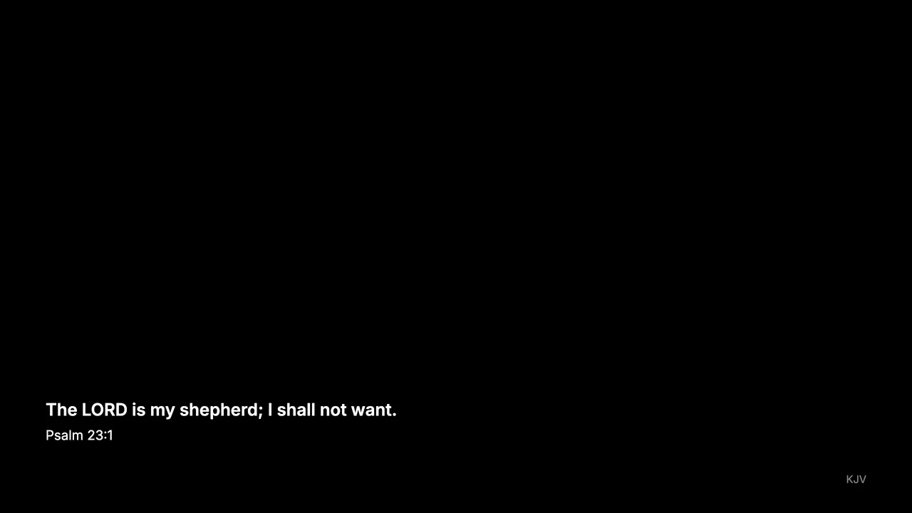 Stream output showing the verse as a caption along the bottom, on black for keying