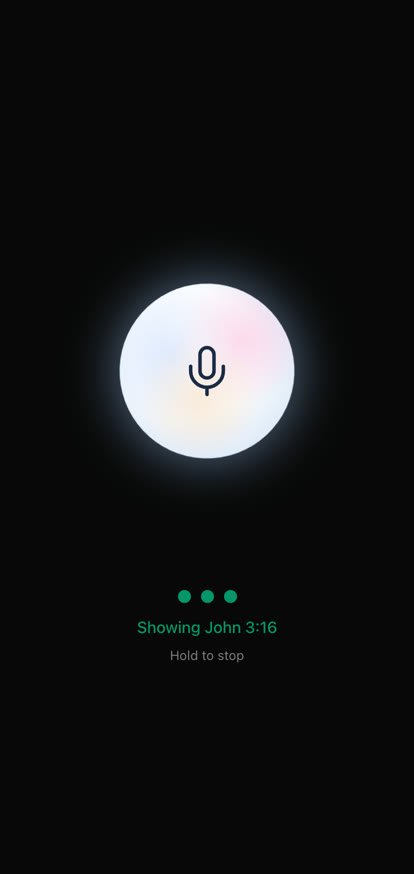 The Verse Copilot phone app catching a spoken reference and putting the verse on screen